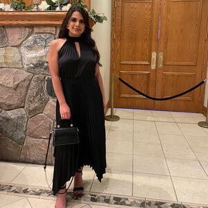 Elegant Black Pleated Dress